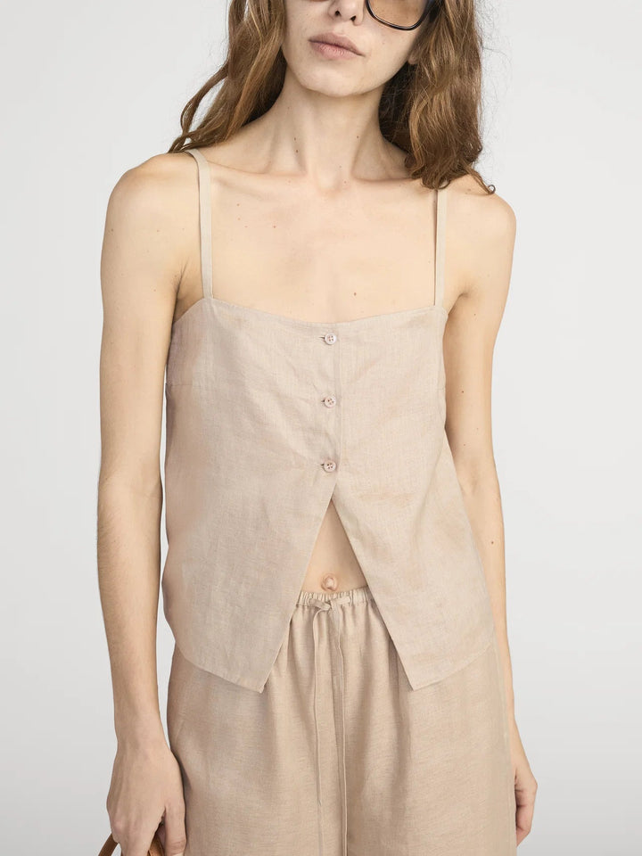 The Linen Button Cami in Flax - obligato