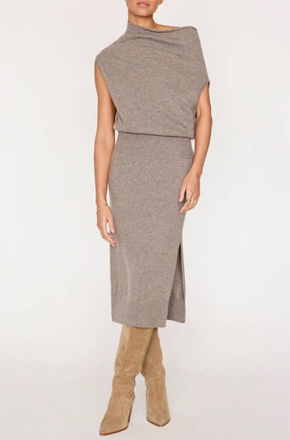 The Lori Sleeveless Dress in Otter Mélange - obligato