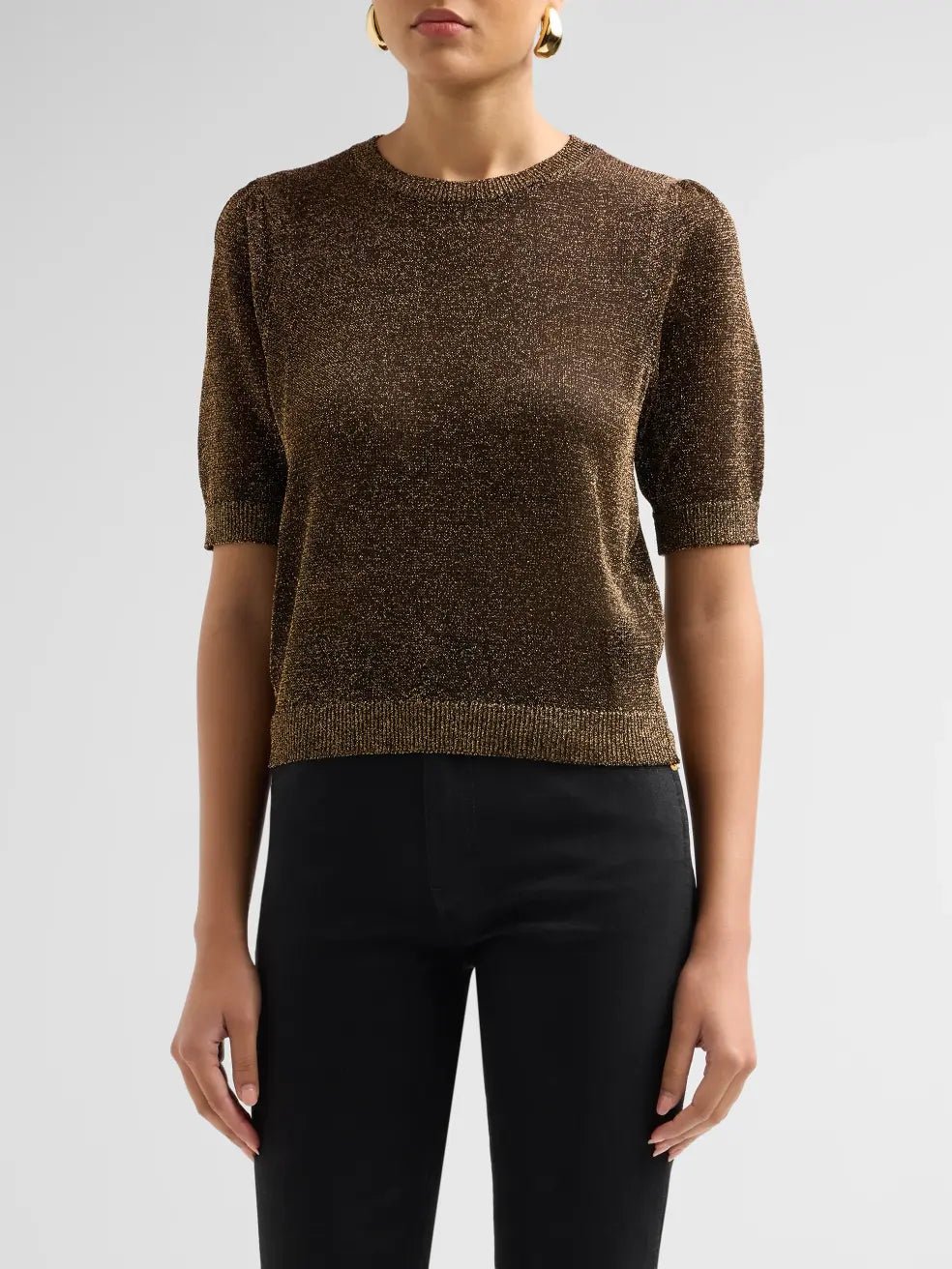 The Lurex Gathered Sweater in Gold Dark - obligato