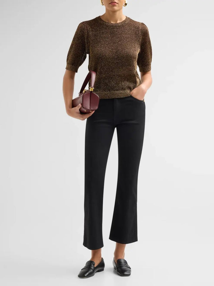 The Lurex Gathered Sweater in Gold Dark - obligato
