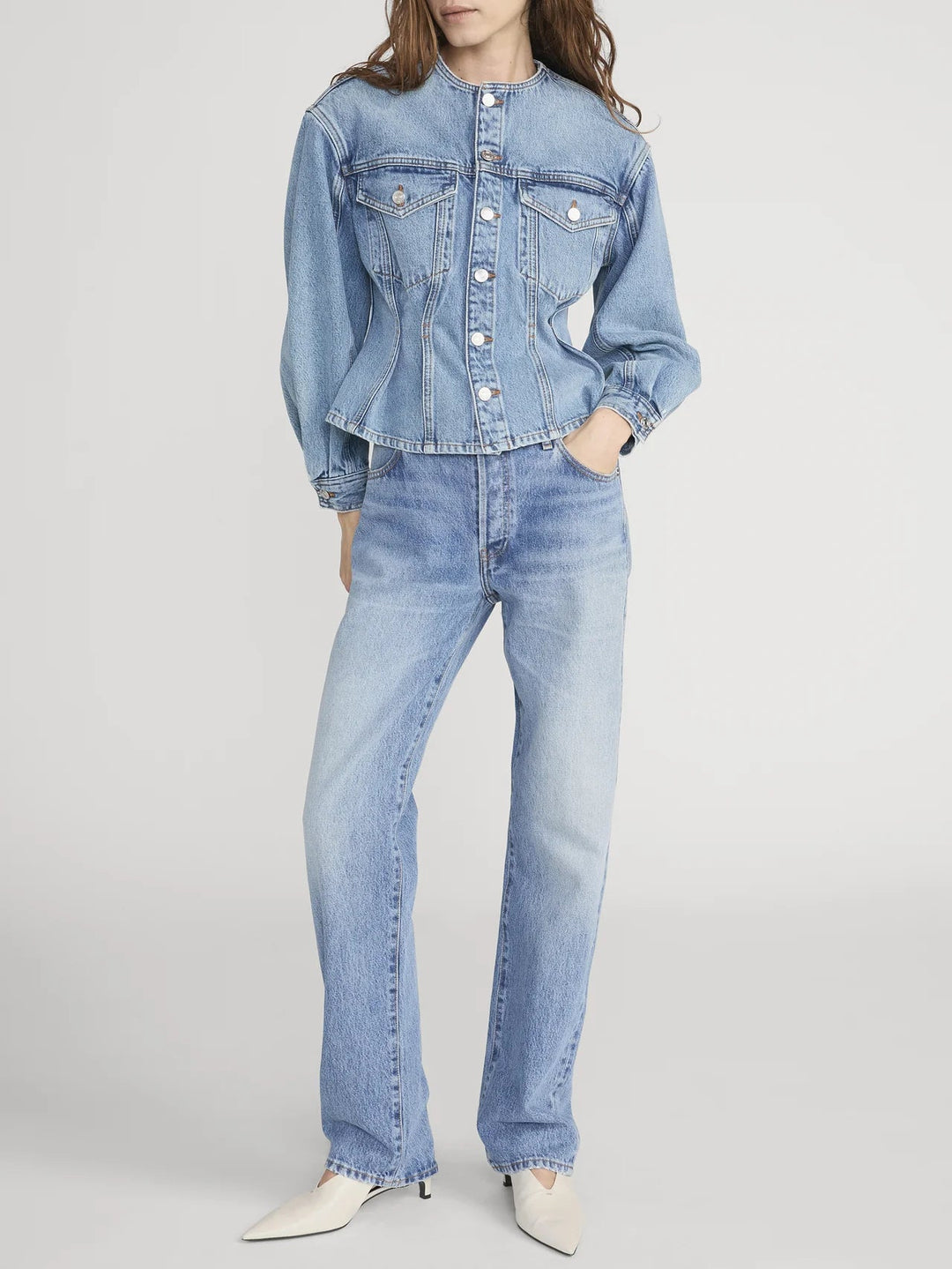 The Nipped Collarless Jacket in Umbria - obligato