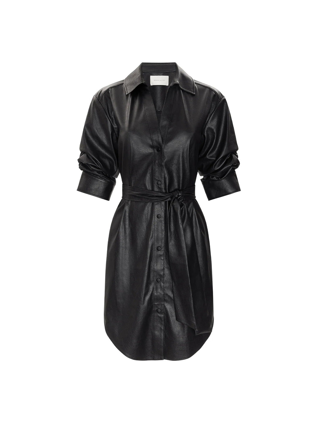 The Pia Vegan Leather Dress in Black Onyx - obligato