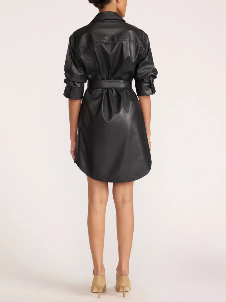 The Pia Vegan Leather Dress in Black Onyx - obligato