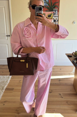 The Rose Cotton Pajama Set in Pink Stripes - obligato