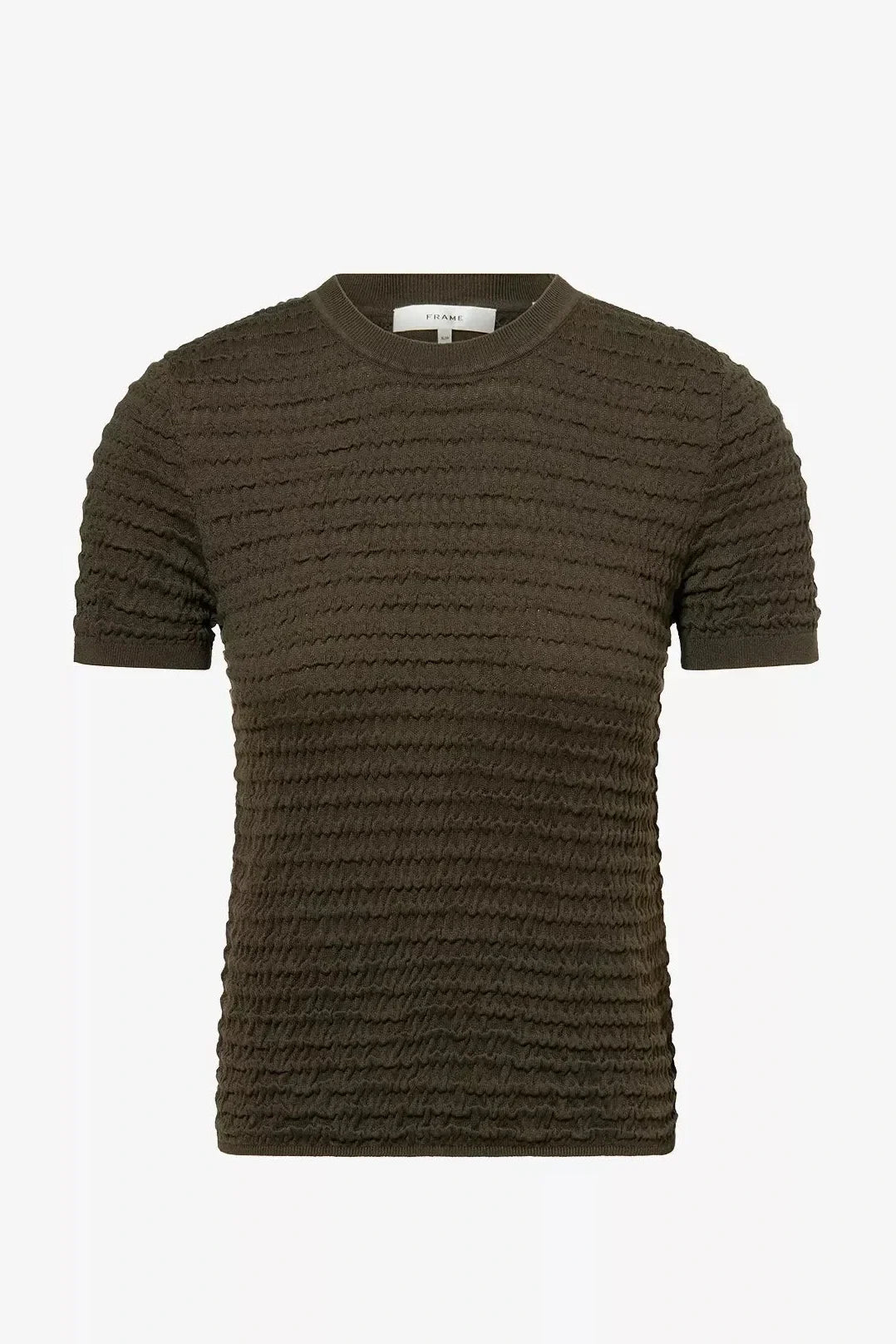 The Smocked Short-Sleeve Sweater in Rich Military - obligato