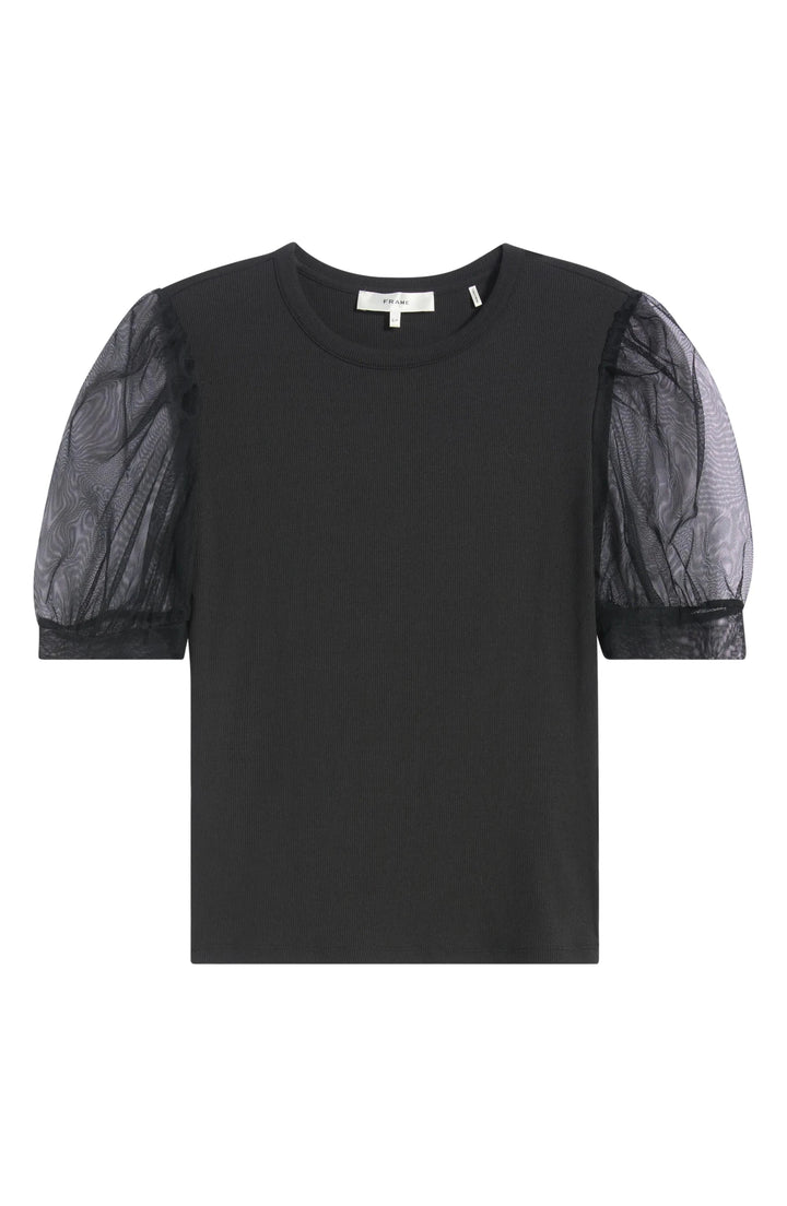 The Tulle Sleeve Top in Black - obligato