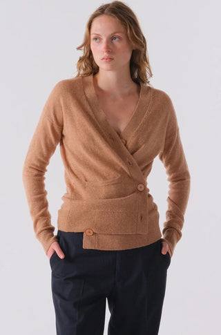 The Wrap Cardigan in Almond - obligato