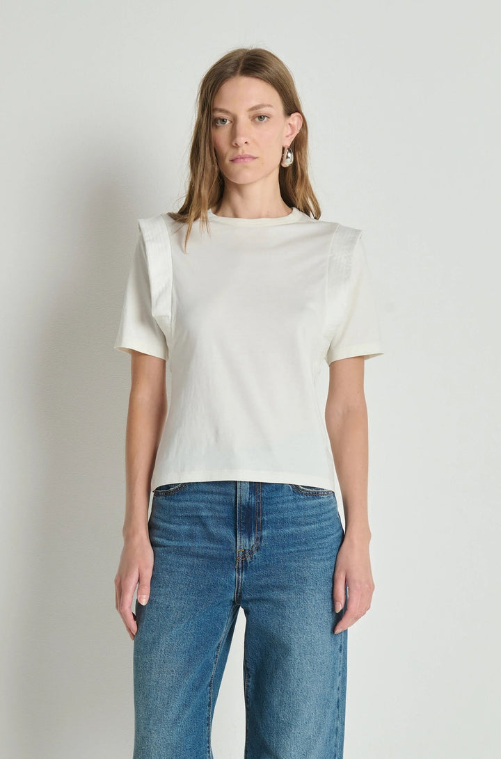 Thea Sleeve Inset Top Procelain - obligato