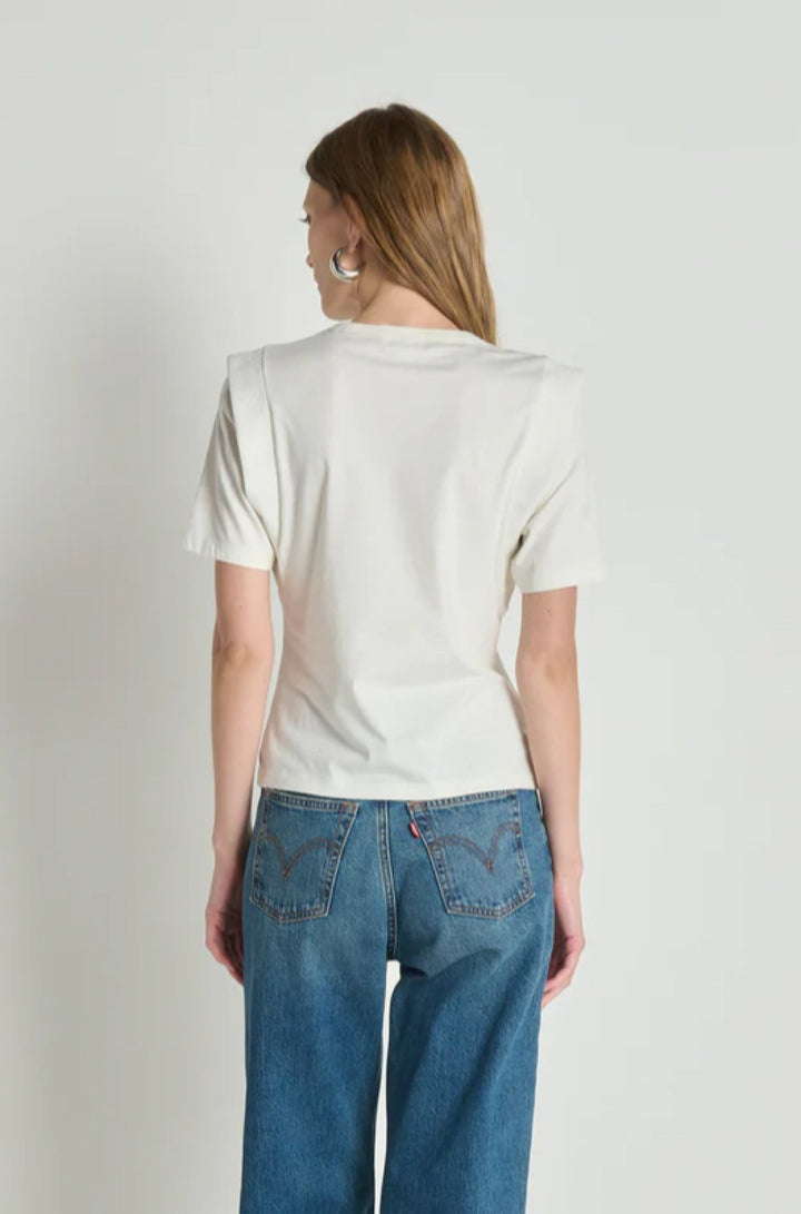 Thea Sleeve Inset Top Procelain - obligato