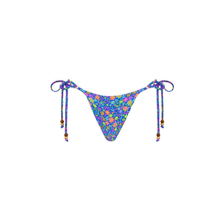 Thong Tie Side Bikini Bottom in Electric Bloom - obligato