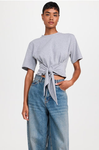 Tied Up Tee in Heather Grey - obligato