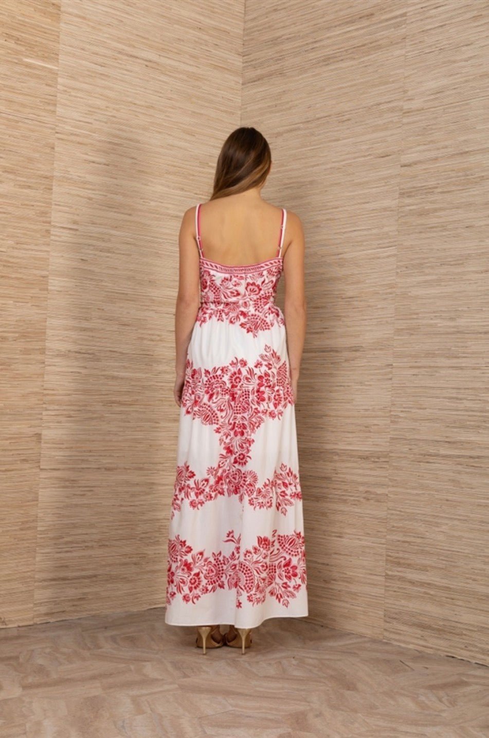 Tiered Maxi Dress in red/white - obligato