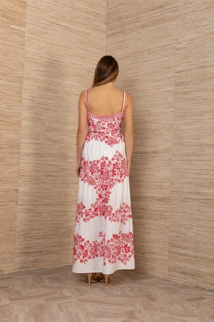 Tiered Maxi Dress in red/white - obligato
