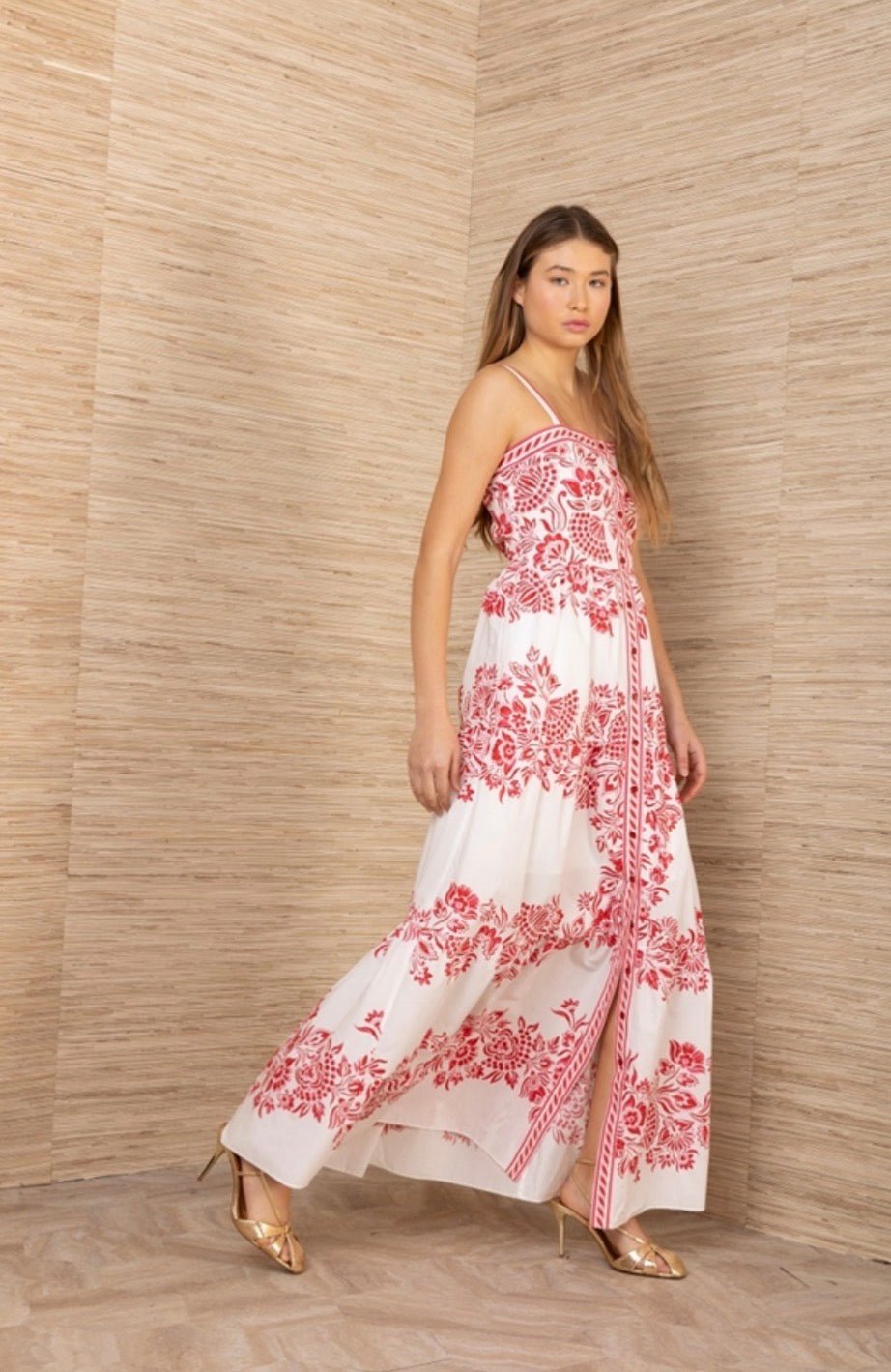 Tiered Maxi Dress in red/white - obligato
