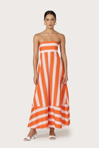 Timothy Maxi Dress in Salsa Stripe - obligato