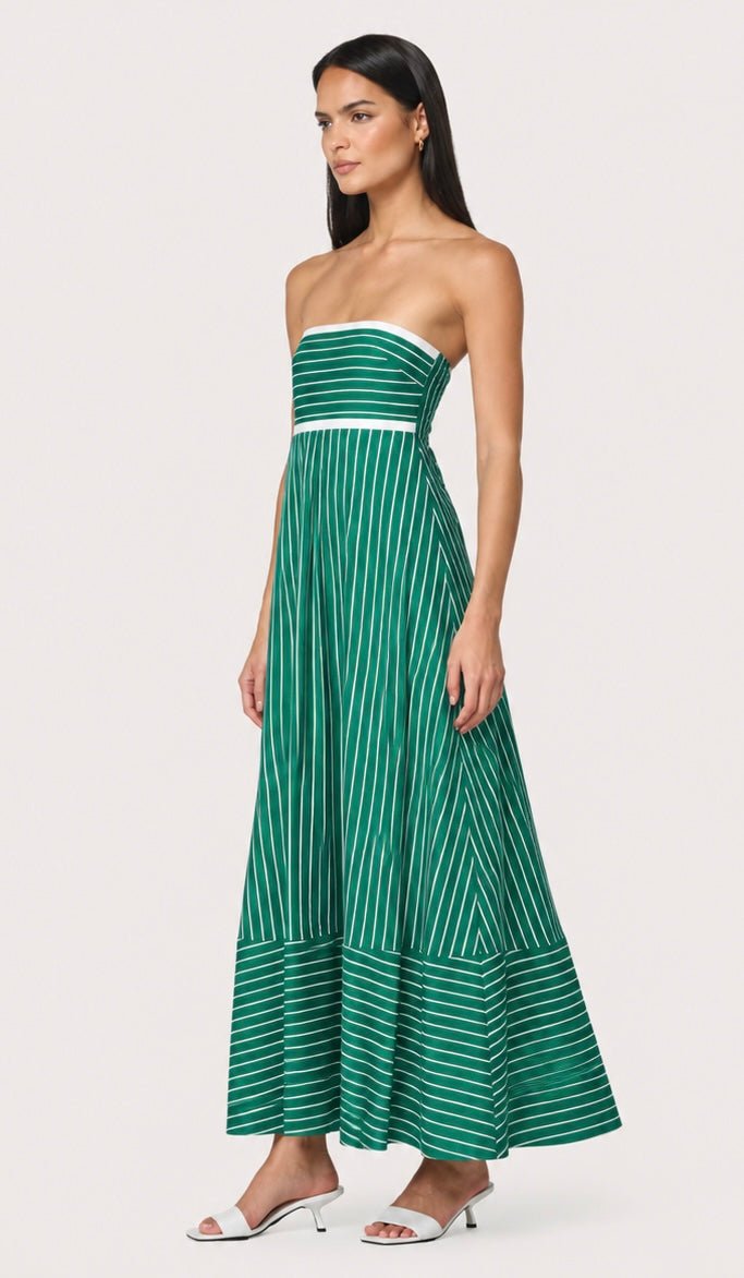 Timothy Poplin Maxi Dress in Clover Stripe - obligato