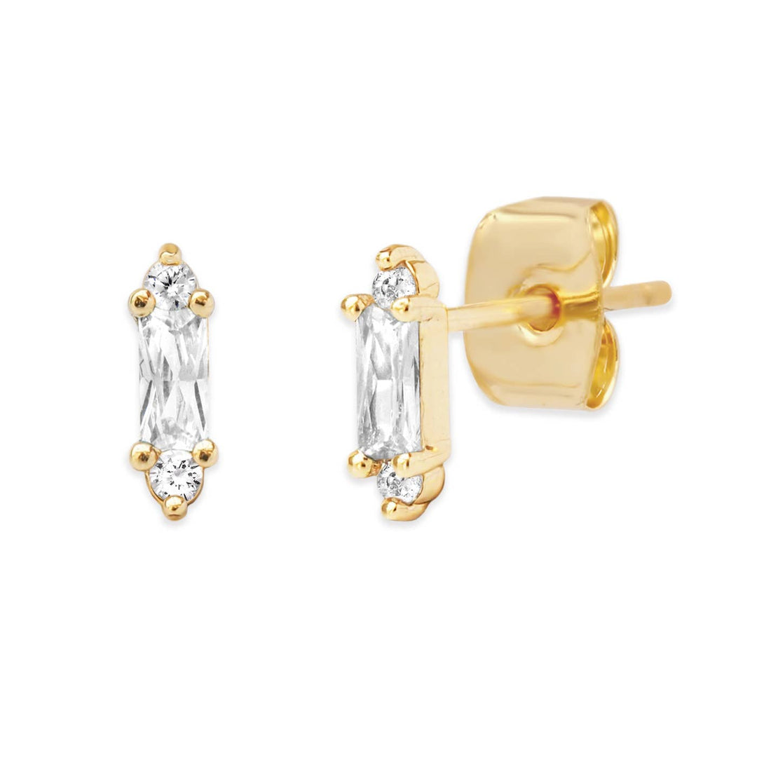 Tiny Stick Baguette With CZ Stud: Clear - obligato