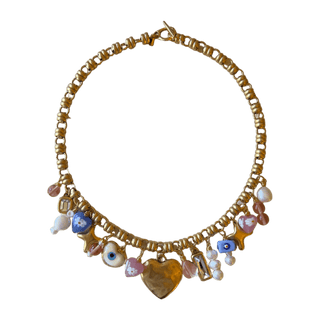 Toulouse Pink & Blue Charm Necklace - obligato