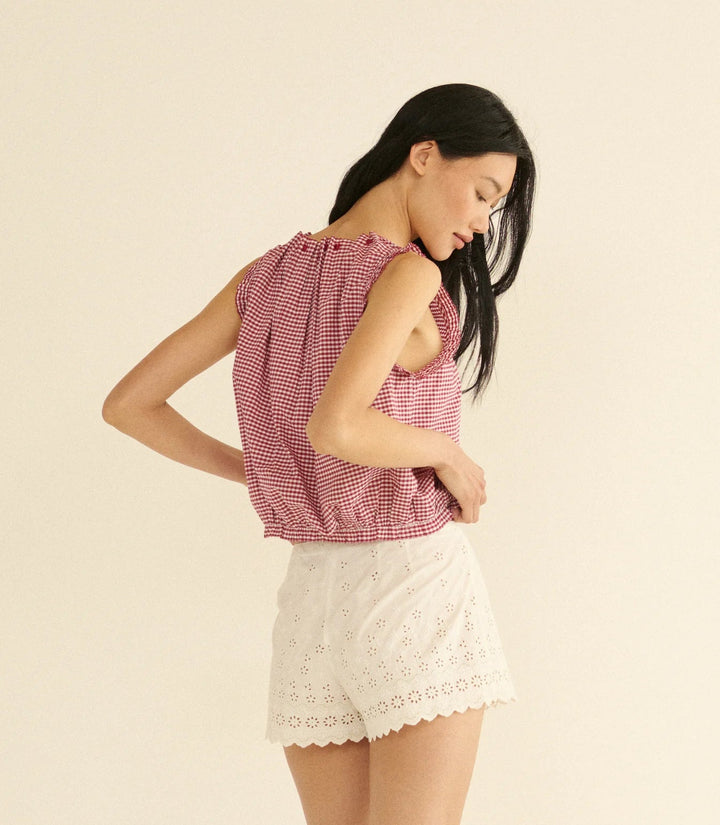 TRAVELER TOP IN MULBERRY LA MADDALENA GINGHAM - obligato