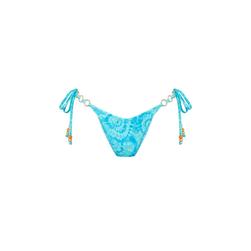 Trio Ring Cheeky Tie Bikini Bottom in Starry Seas - obligato