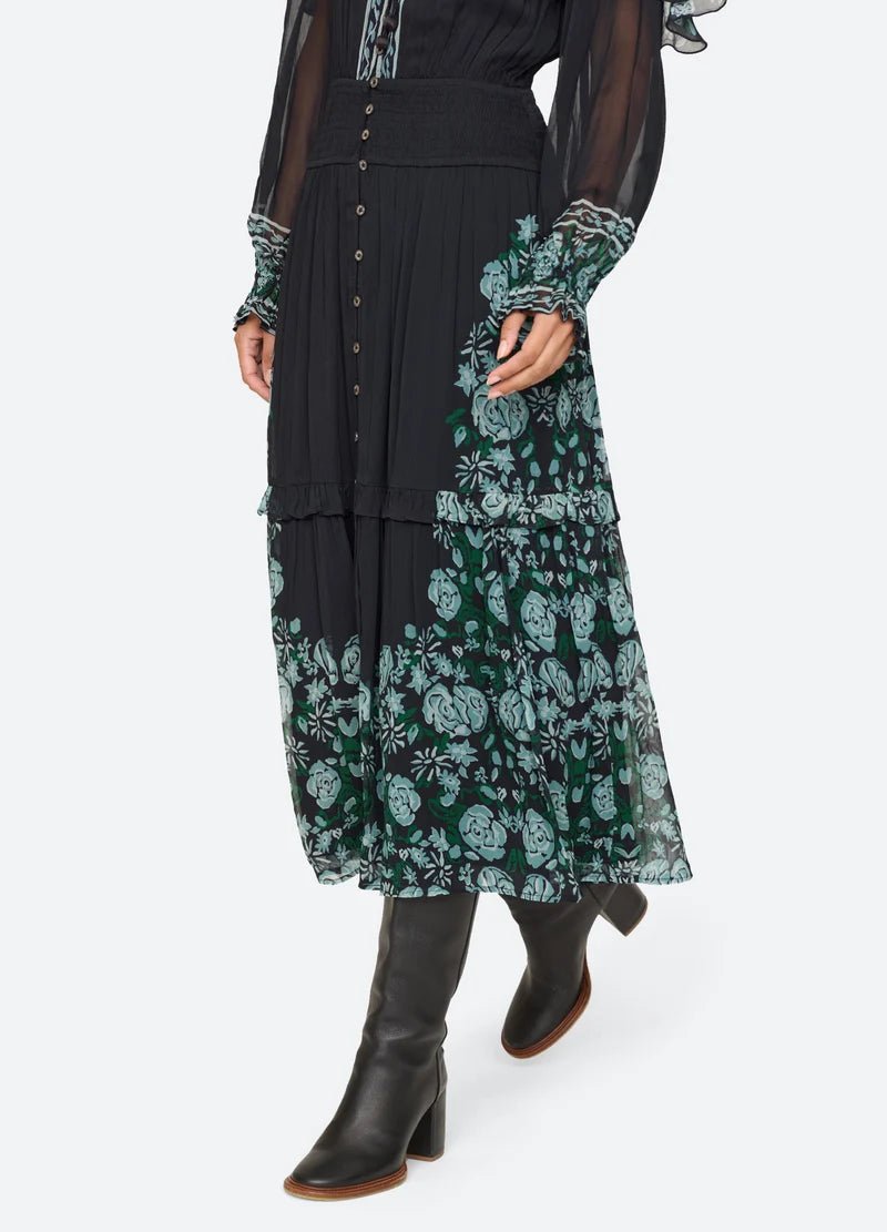 Tulla Print Long Sleeve Cape Dress - obligato