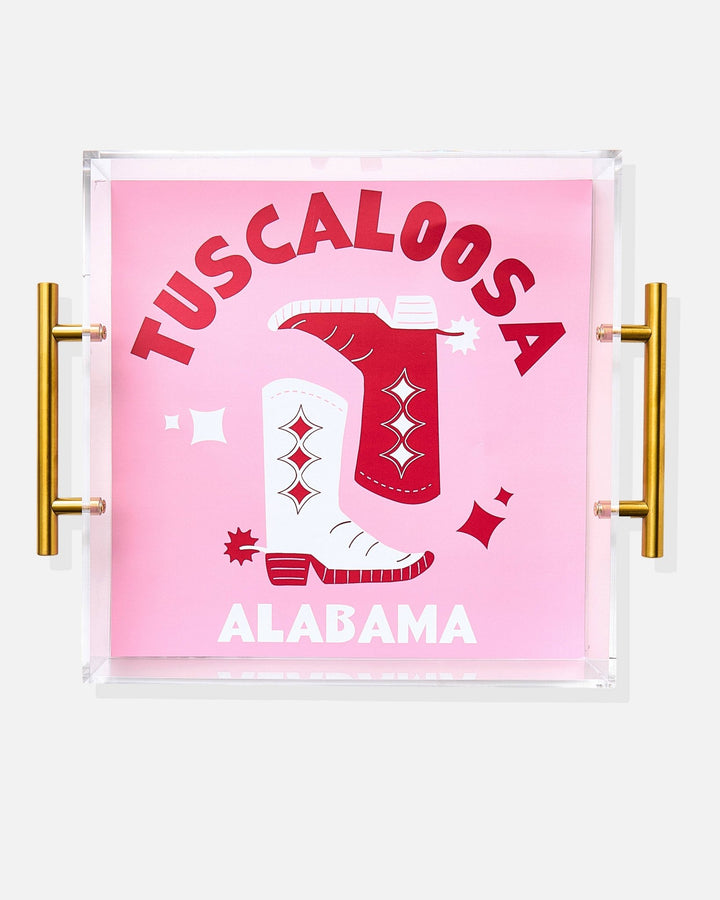 Tuscaloosa | Large Acrylic Tray With Gold Handles - obligato
