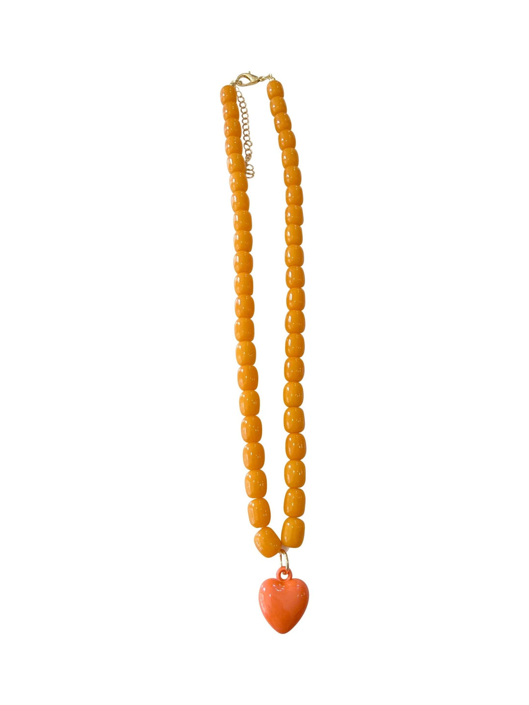 Tyler Orange Beaded Necklace with Heart Charm - obligato