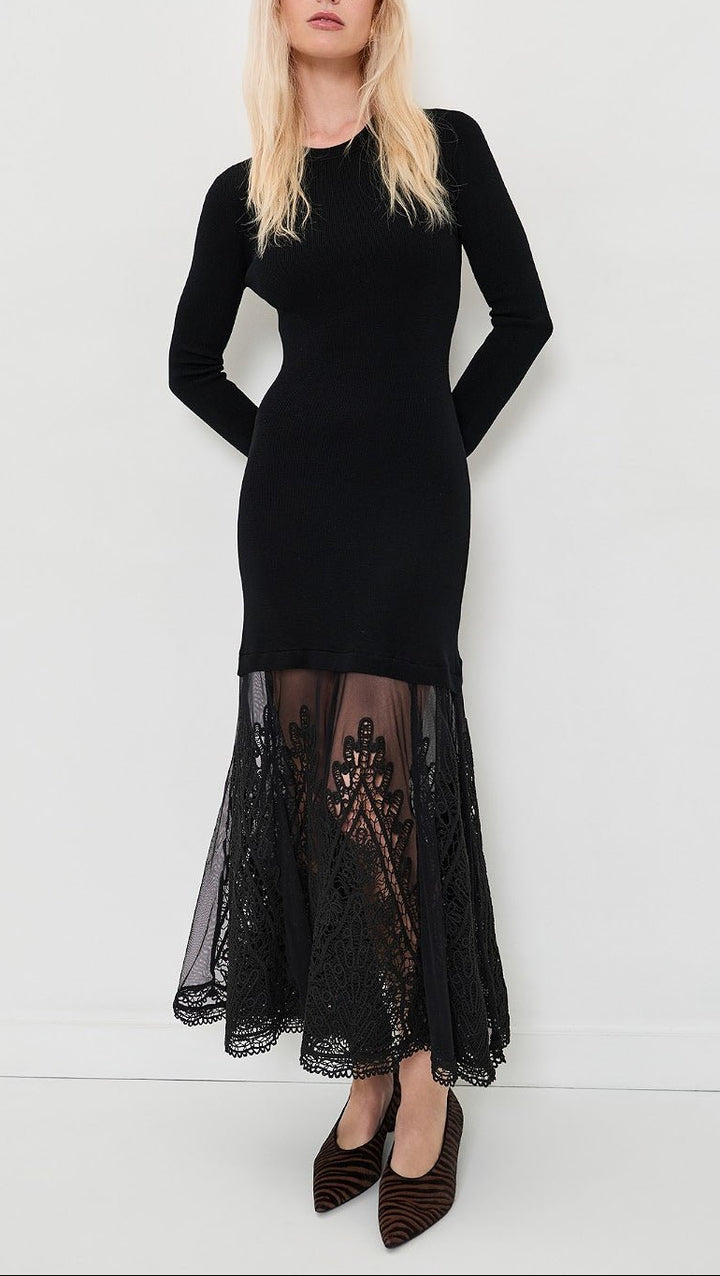 Vali embellished mixed media maxi dress - obligato