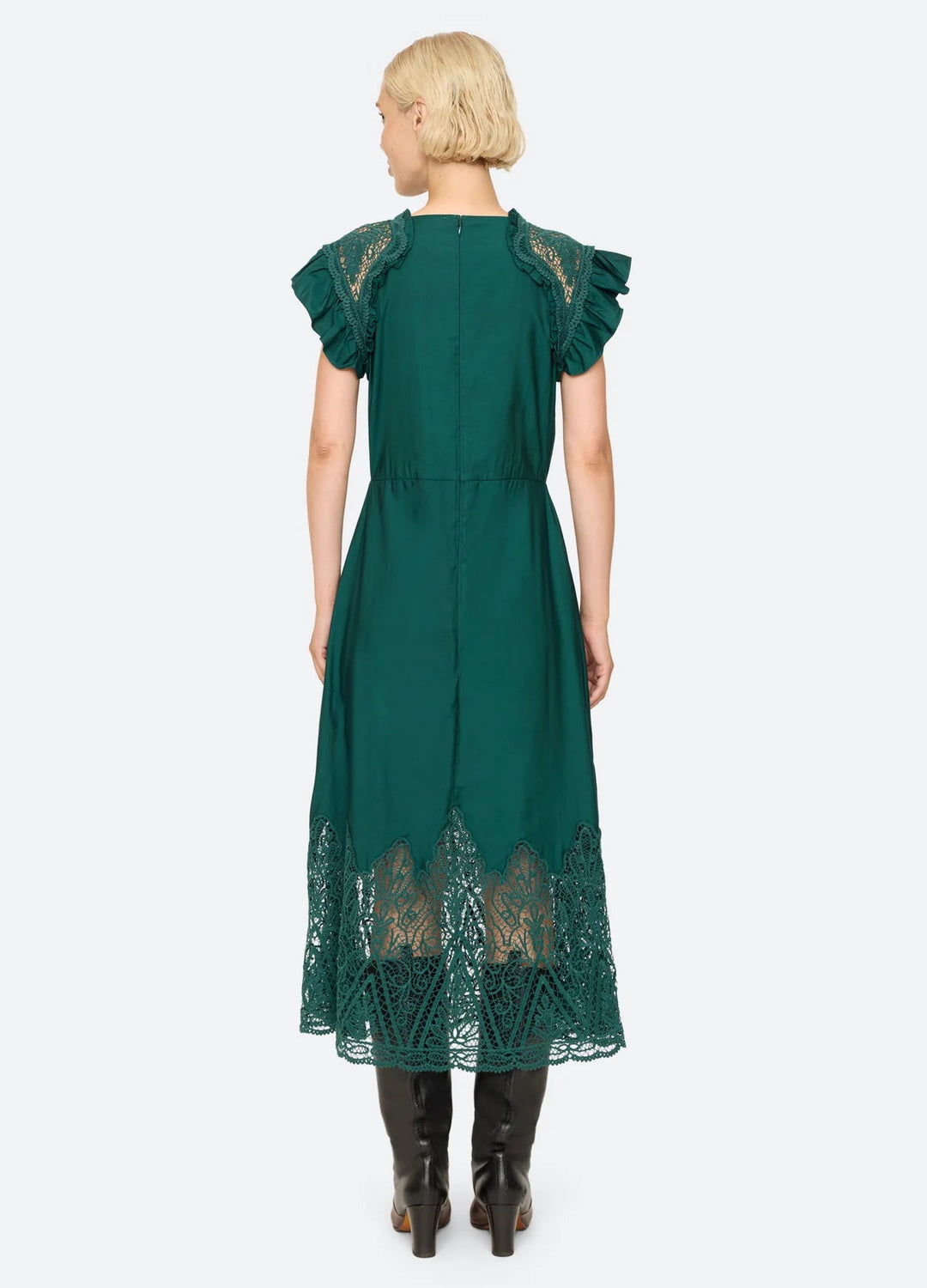 Vali Embroidered Midi Dress in Green - obligato