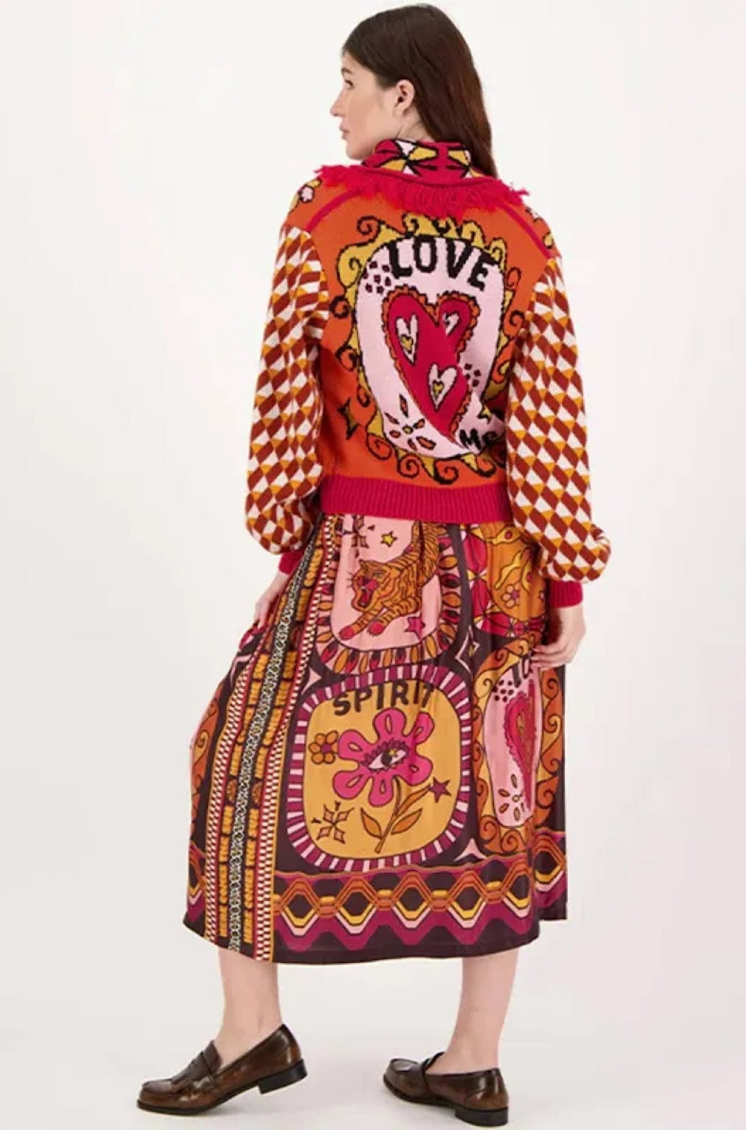 Vanessa Printed Midi Skirt in Sunset - obligato