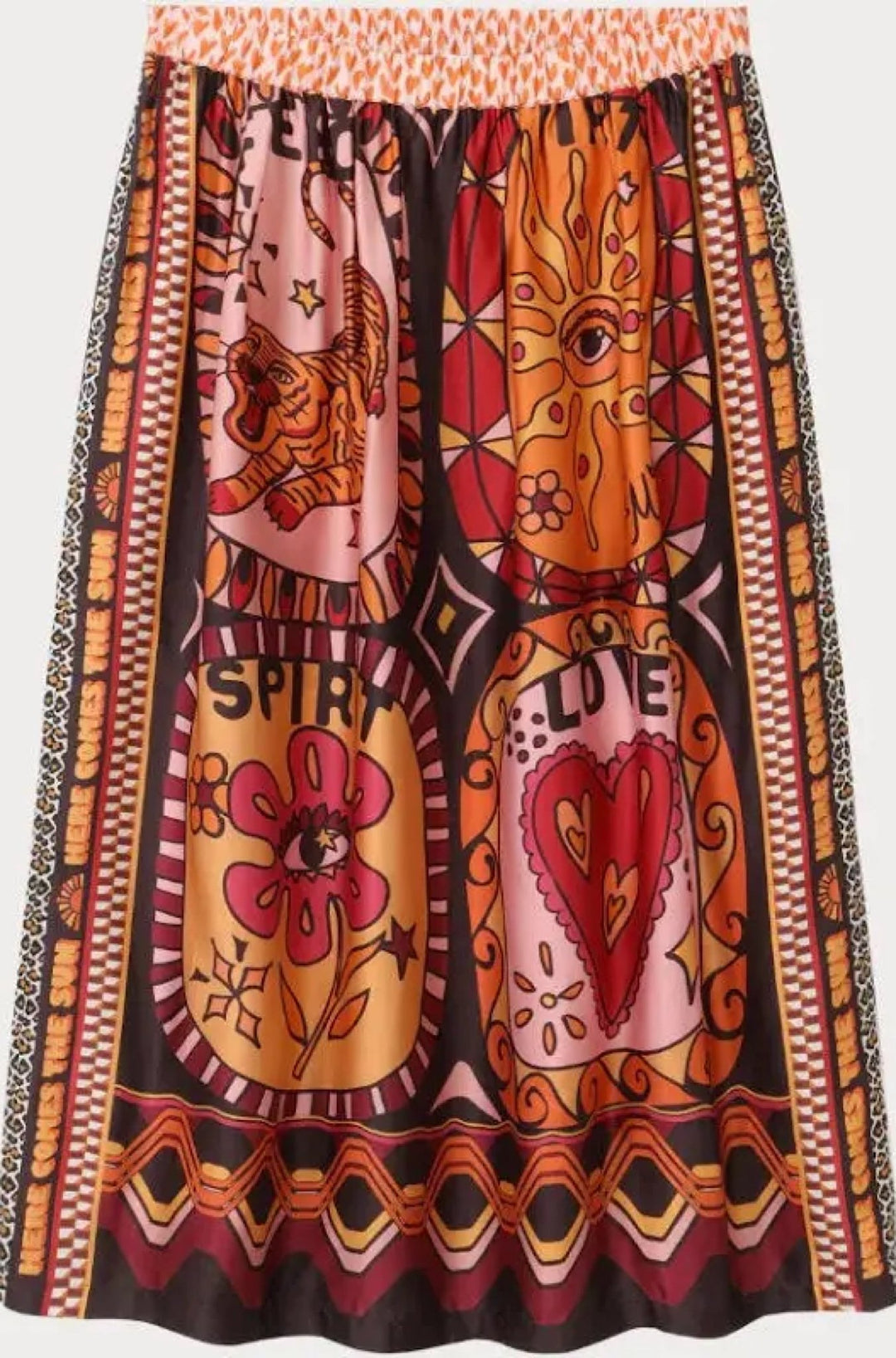 Vanessa Printed Midi Skirt in Sunset - obligato