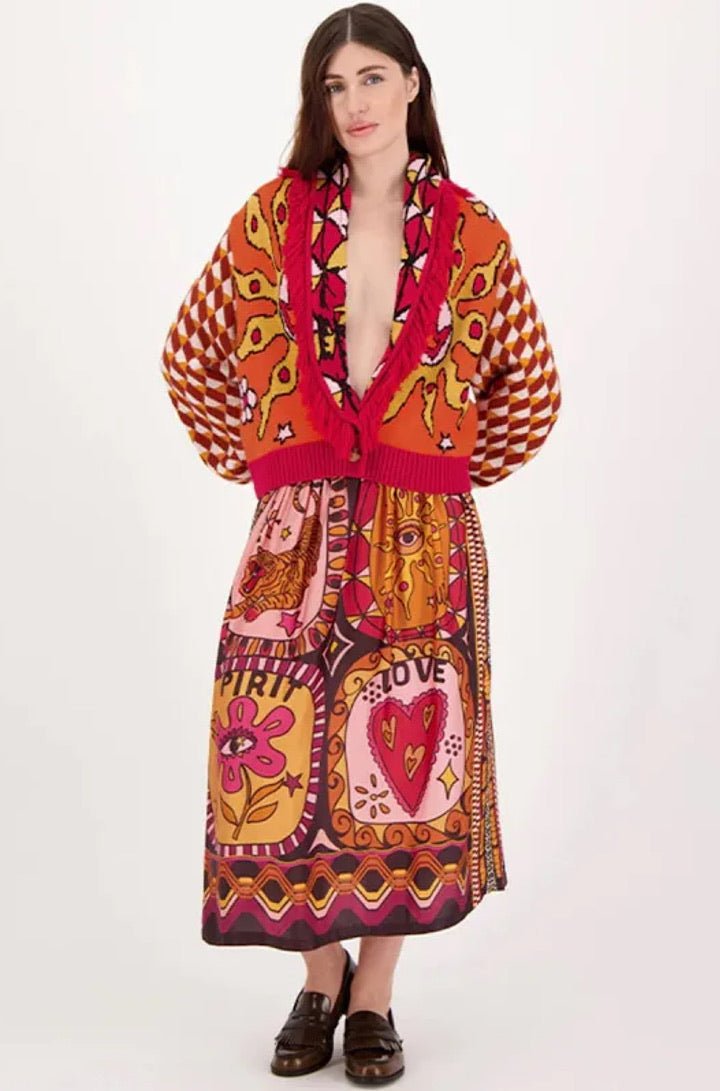 Vanessa Printed Midi Skirt in Sunset - obligato