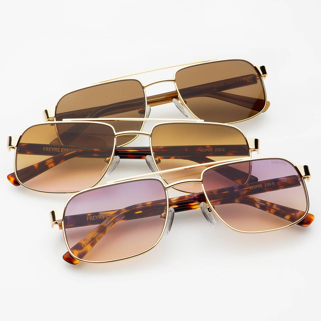 Vesper Unisex Aviator Sunglasses : Gold / Sunset - obligato
