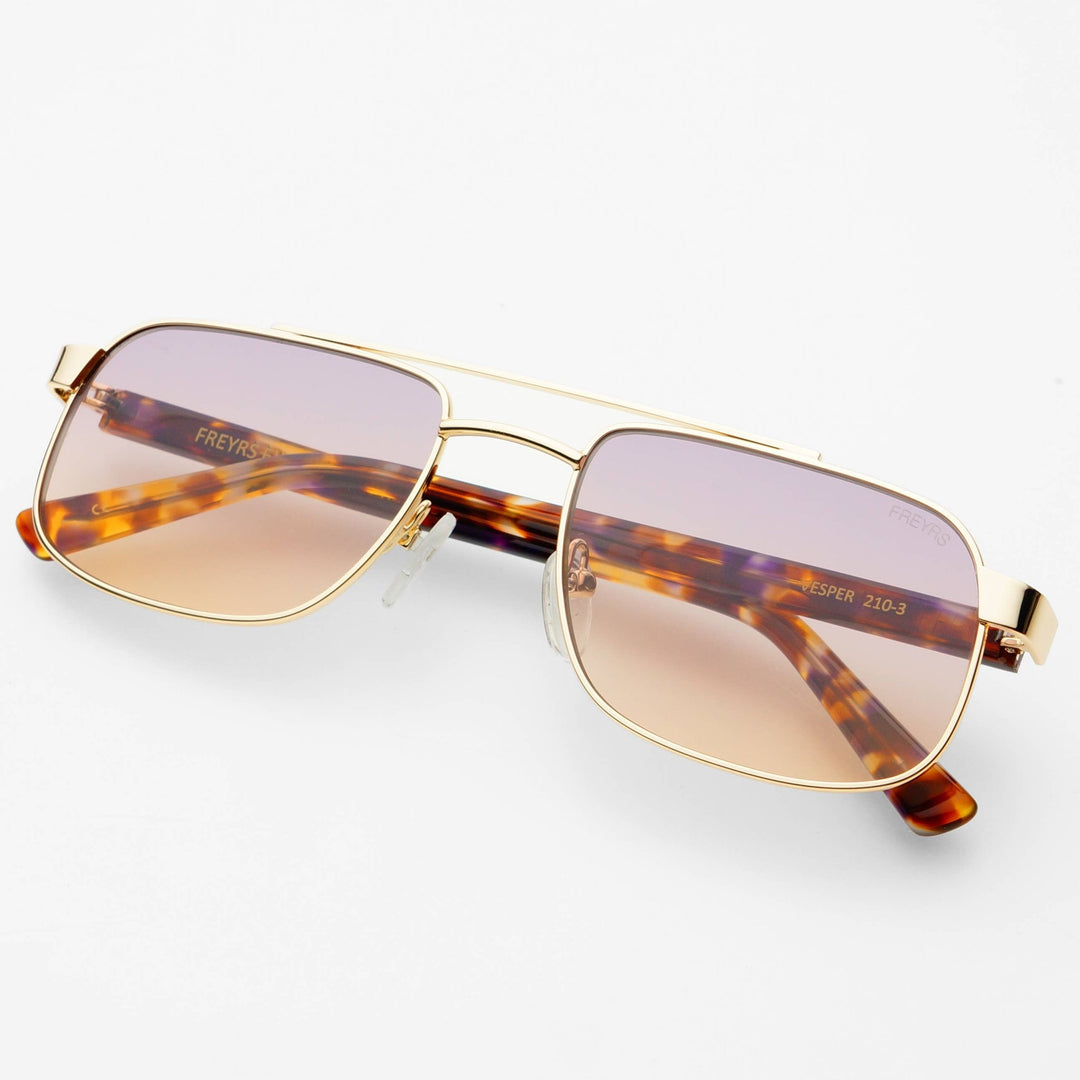 Vesper Unisex Aviator Sunglasses : Gold / Sunset - obligato