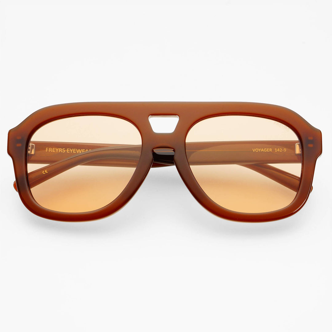 Voyager Acetate Oversized Aviator Sunglasses : Chocolate - obligato