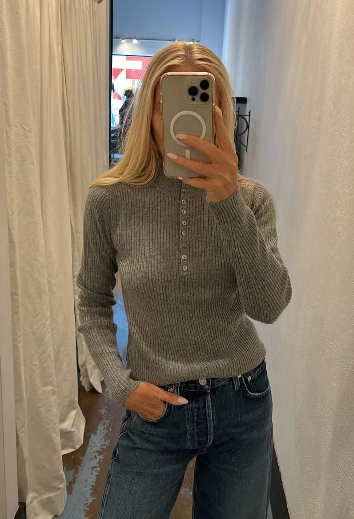 W. Cashmere Circe Half Button Mock Neck - obligato