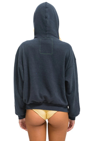 Wave Stripe 4 Pullover Relaxed Hoodie in Charcoal - obligato