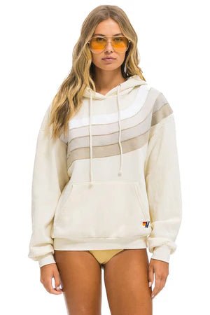 Wave Stripe 4 Pullover Relaxed Hoodie in Winter White - obligato