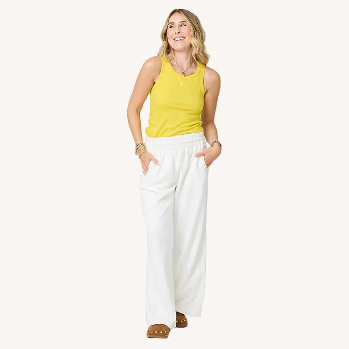 Weekend Palazzo Sweatpant in Cream - obligato