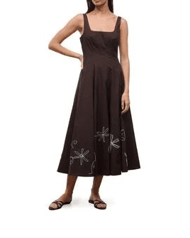 Wells Dress Earth/Clarity Embroidery - obligato