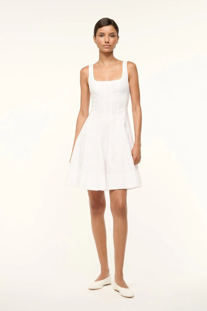 Wells Mini Dress in White - obligato
