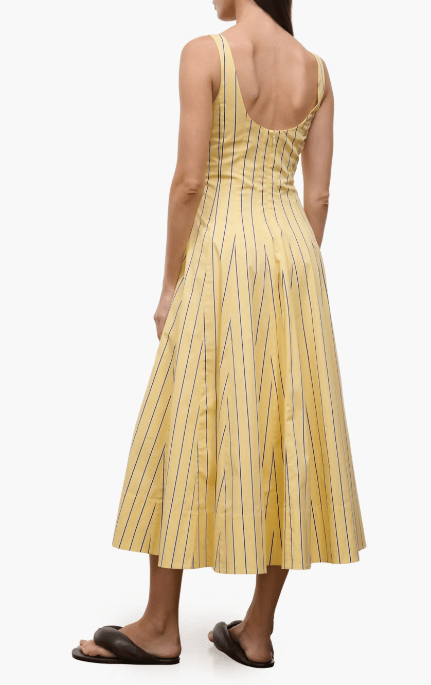 Wells Stripe Stretch Cotton Poplin Midi Dress - obligato