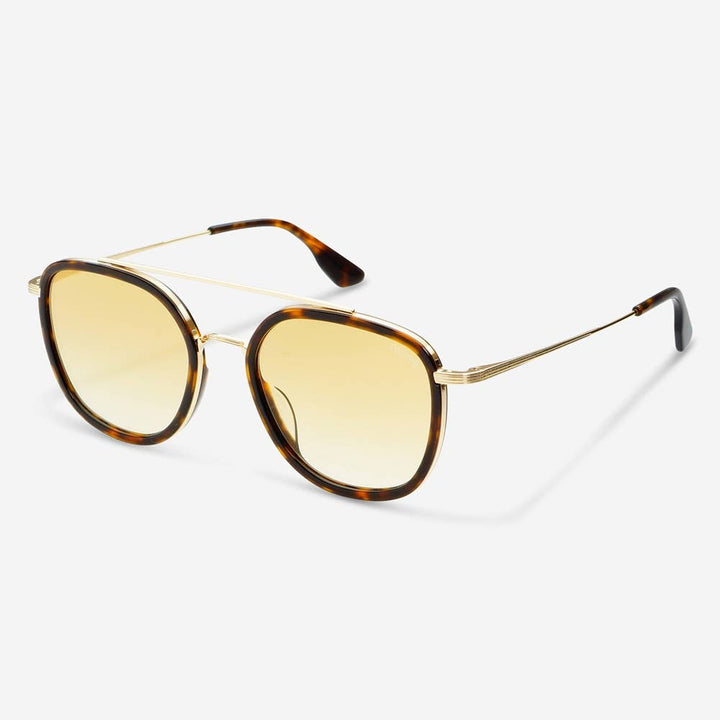 Weston Acetate Round Unisex Sunglasses : Dark Tortoise / Yellow Brown Gradient - obligato