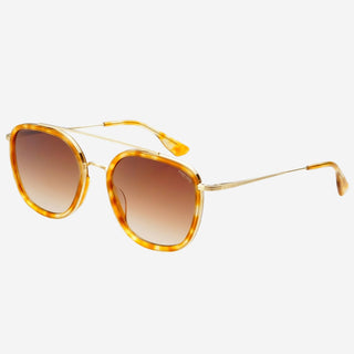 Weston Acetate Round Unisex Sunglasses : Light Tortoise / Brown - obligato