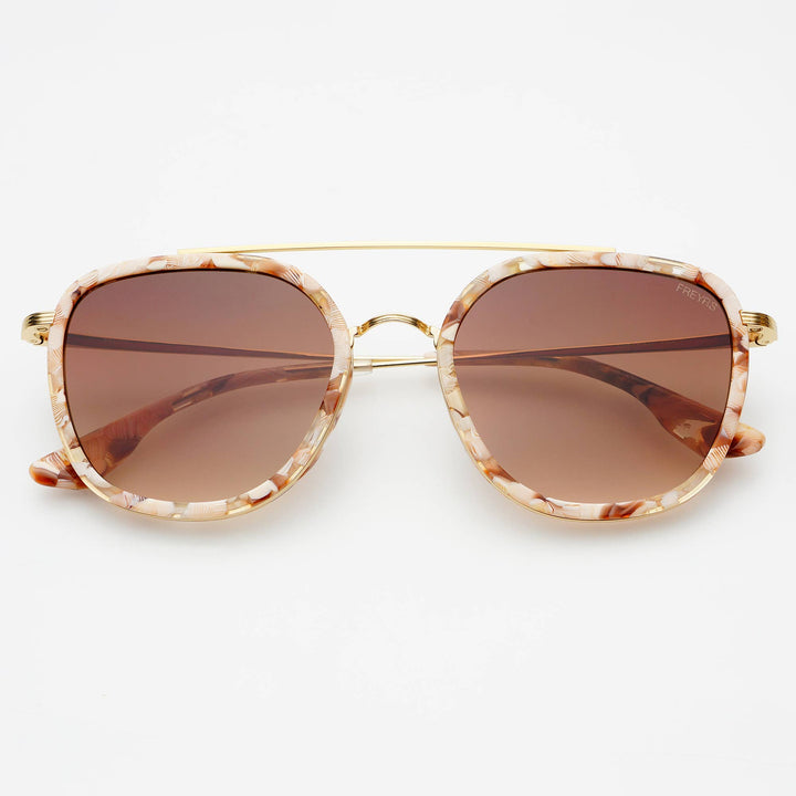 Weston Acetate Round Unisex Sunglasses: Pink Pearl / Brown - obligato
