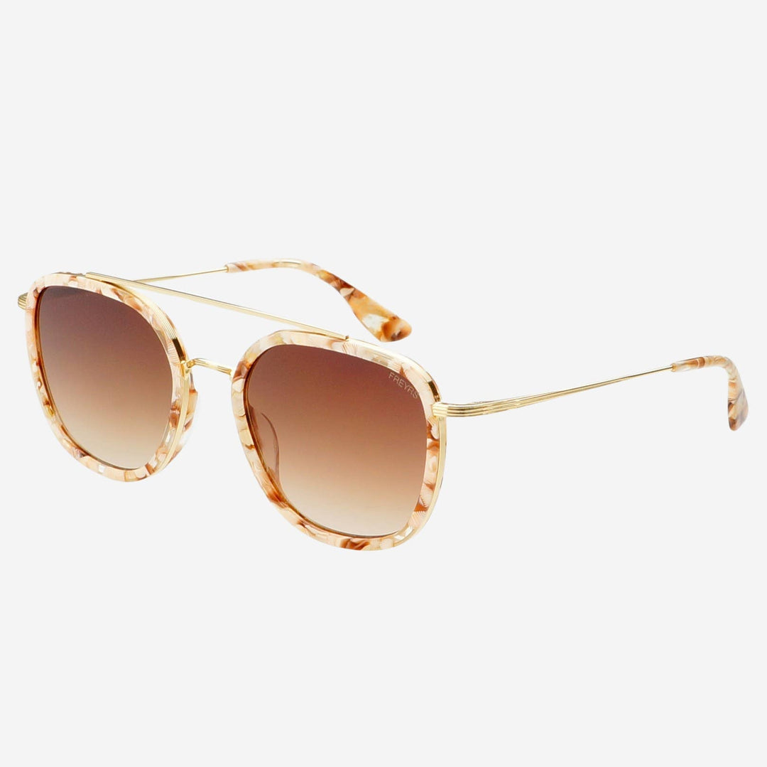 Weston Acetate Round Unisex Sunglasses: Pink Pearl / Brown - obligato