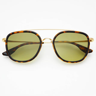 Weston Acetate Round Unisex Sunglasses: Tortoise / Fade Green - obligato