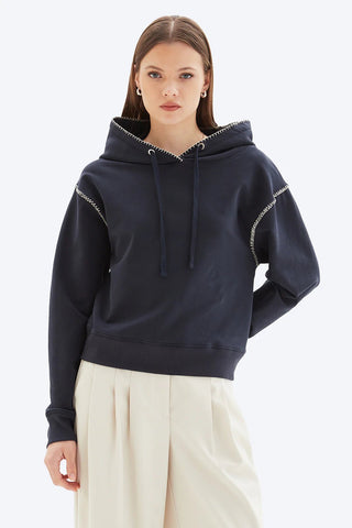 Whipstitch Crop Pullover Hoodie - obligato