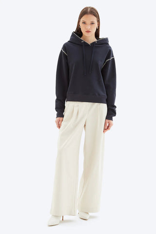 Whipstitch Crop Pullover Hoodie - obligato