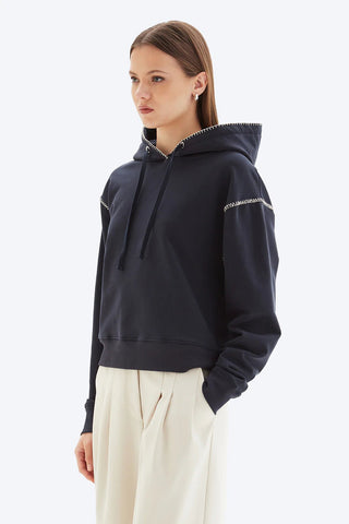 Whipstitch Crop Pullover Hoodie - obligato